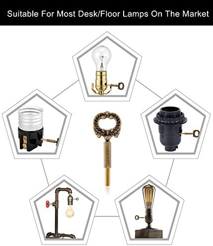 Qc Lamp Turn Knob, 2 Packs On/Off Replacement Light Lamp Turn Switch Knobs with 1/2" Extensions, Socket Knob for Floor and Table Lamps (Antique Brass)