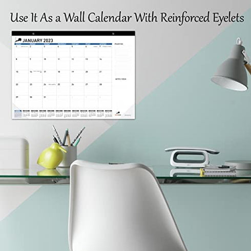 Desk Calendar 17x12 – Monthly Planning Desk Pad & Wall Calendar for Home, School and Office, Big Ink Bleed Resistance Thick Paper Desktop Teacher Calendar Planner