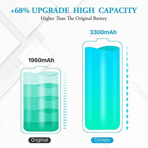 Conqto Upgraded Battery for iPhone 7, 3300mAh 2022 New Version Higher Capacity 0 Cycle Battery Replacement for iPhone 7 A1660, A1778, A1779 with Full Set Repair Tool Kits, Adhesive & Instructions