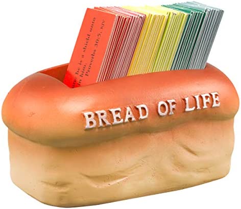Christian Art Gifts Bread of Life Scripture Cards in Double-Sided Polystone Holder - John 6:35 Inspirational Bible Verses, Prayers & Promises, Multicolor for Home & Kitchen in Gift Box, 106 Cards