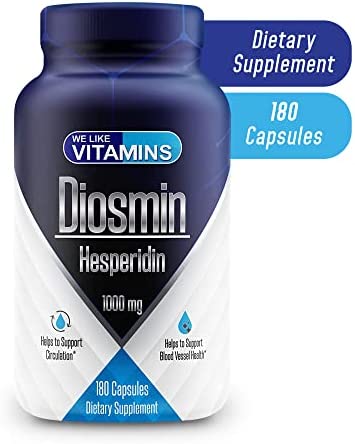 Diosmin Hesperidin 1000mg Per Serving – 180 Capsules – 90 Day Supply - Diosmin and Hesperidin Supplement – Helps to Support Healthy Circulation, Veins, Capillaries, and Lymphatic Drainage