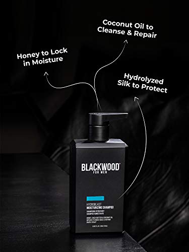 Blackwood For Men HydroBlast Moisturizing Shampoo - Best Men's Moisturizing Shampoo w/ Pump for Dry or Damaged Hair Care | Sulfate-Free Natural Shampoo for Men that Softens Coarse or Curly Hair