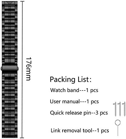 Anrir Compatible for Garmin Vivoactive 3 Band, 20mm Quick Release Stainless Steel Band for Garmin Forerunner 645/245 Music, Garmin Venu, Garmin Vivomove 3 44mm, Vivomove HR/Luxe/Style 42mm-Black