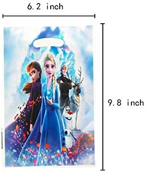 50 Packs Frozen Princess Cute Party Gift Bags, Frozen Princess Candies Bags Party Supplies for Kids Cute Frozen Themed Party, Birthday Party Favors Frozen Princess Goodie Bags for Girls or Boys