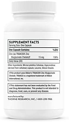 Thorne Zinc Bisglycinate 15 mg - 60 Capsules