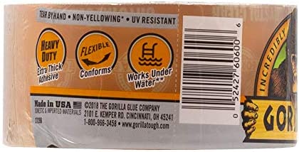 Gorilla Crystal Clear Repair Duct Tape, 1.88” x 18 yd, Clear, (Pack of 1)