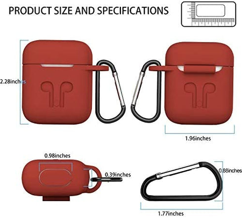 Airpods Case, Airpods Accessories Kits, 2 Packs Protective Silicone Cover Skin Apple Airpods Anti-Lost Airbag Belt,Airpods Ear Hook for Apple AirPods 2nd 1st Generation (Black+Red)
