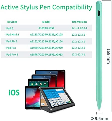 2022 iPad Air 5th/4th Generation 10.9" Stylus Pencil with Palm Rejection,1.5mm POM Fine Tip Active Pen Compatible with Apple Pencil for iPad Air 5th/4th 10.9 Inch Drawing Writing Stylus Pen Green