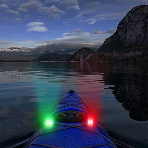 Mudder 4 Pieces Boat Bow Lights LED Boat Navigation Lights with 5 Pieces Button Batteries for Boat Kayak Pontoon Hovercraft Yacht Motorboat Bike Hunting Night Running Fishing (Red, Green, White)