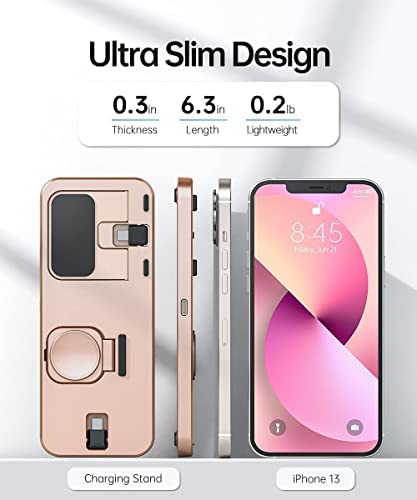 LERCIOR Portable 3 in 1 Charging Station for Apple Devices Foldable Charger Station for Apple Watch 7/6/SE/5/4/3/2/1 Charger Stand, Charging Dock Station for iPhone AirPods Pro 3/2/1 Rose Gold