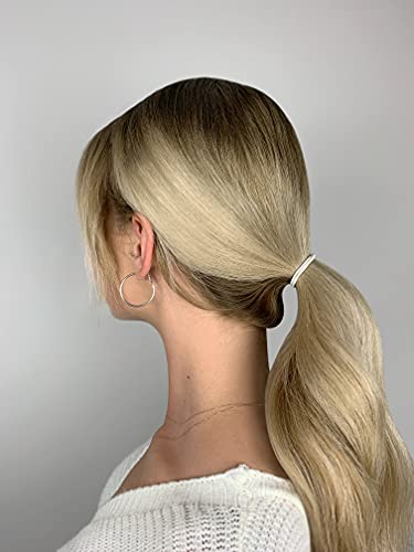 Heliums Beige Blonde Thin 2mm Hair Elastics, Color Match Hair Ties for Fine Hair, 1.75 Inch Standard Size - 40 Count
