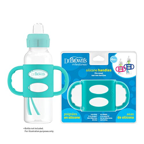 Dr. Brown’s® Milestones™ 100% Silicone Baby Bottle Handles, Narrow, Turquoise, 1 Pack, 4m+