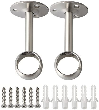 Alise Stainless Steel Shower Curtain Closet Rod Holder Pipe Flange Socket Ceiling Mount Bracket Pipe Fitting Parts Supports,2 Pcs (25mm?1-Inch Dia.?, Brushed Nickel)