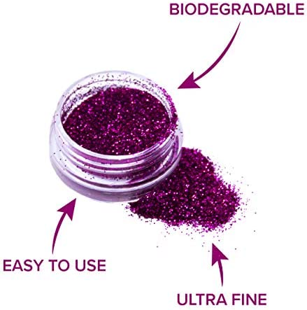 Biodegradable Glitter for Gel Nail Art Pots Set, Ultra FINE DUST Powder, Face Paint Makeup, Hair, Shellac Nail Polish Craft, Festival Party Colors | Brush Body Tattoos Make Up Sets for Kids Children