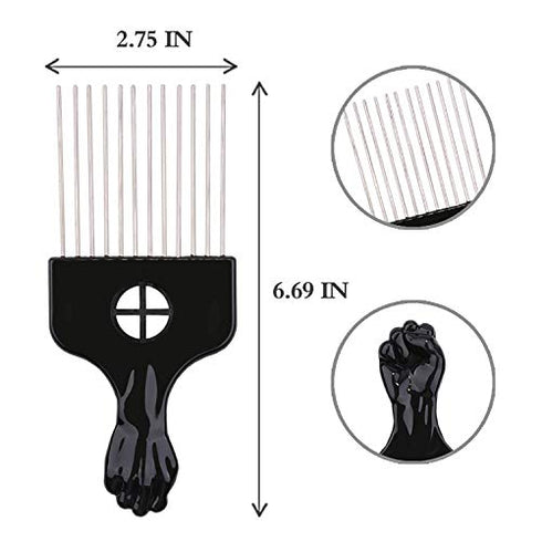 Afro Pick, Hair Pick, Metal Pick Comb, Detangle Wig Braid Hair Styling Comb, Hair Comb Pick(1 pack)