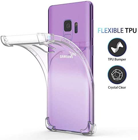 Galaxy S9 Plus Case Crystal Clear Shockproof Bumper Protective Phone Cover for Samsung Galaxy S9+ Transparent Pure TPU Skin for Men Women Girls Flexible Rubber Silicone