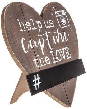 Capture The Love Heart Wood Decoration With Chalkboard Wedding Reception