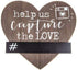 Capture The Love Heart Wood Decoration With Chalkboard Wedding Reception