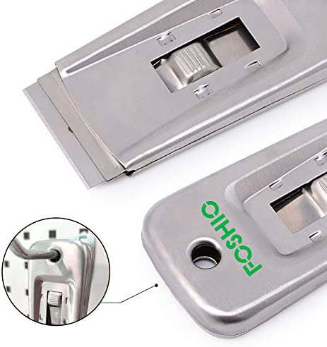 FOSHIO Stainless Steel Retractable Razor Blade Scraper for Glass Adhesive Removing Cooking Stove Top Grease Cleaning with 10PCS 1.5" Blades Cutter Tools