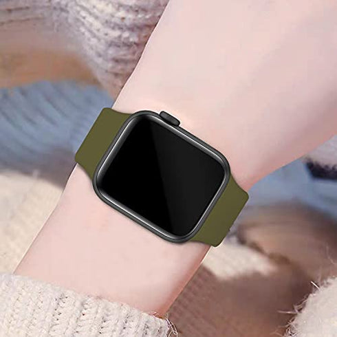Distore Bands Compatible with Apple Watch 38mm 40mm 41mm 42mm 44mm 45mm, Soft Silicone Replacement Sport Strap Wristbands for iWatch Series 8/7/6/5/4/3/2/1 SE Women Men, Olive Green