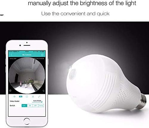 EVERSECU 360° Panoramic View 1080P WiFi IP Bulb Camera with FishEye Lens 360 Degree 3D VR Panoramic View Home Security CCTV Camera Wirelss Security Camera