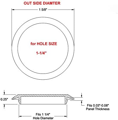 1 1/4" 1.25 inch Flush Mount Black Plastic Body and Sheet Metal Hole Plug Qty 10
