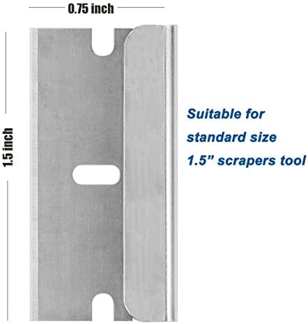 WEKOIL Razor Blades Metal Scraper Tool Pull Push Glass Scraper Stove Top Scraper Window Ceramic Scraper with10 PCS Single Edge Replacement Scraper Blades Removing Decal Label Residue Sticker,Silver