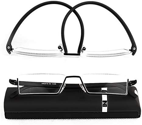 DBEFTLI Half Frame Reading Glasses - Half Rim Computer Readers with Glasses Case for Men (2 PCS in Pouch) 2.00