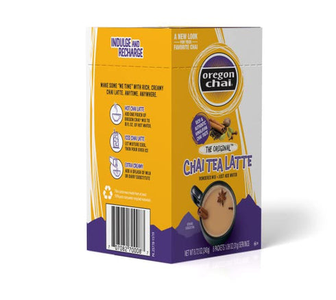 Oregon Chai Original Chai Tea Latte Single Serve Powdered Mix, 8 Count (Pack of 1)