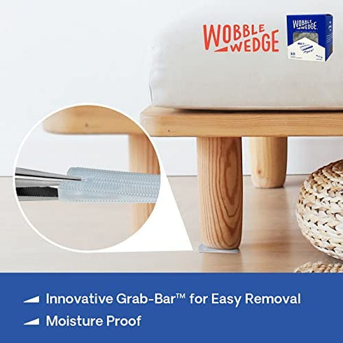 WOBBLE WEDGES Rigid Plastic Shims, 30 Pack - Made in USA - Multi-Purpose Shim Wedges for Home Improvement & Work - Plastic Wedge Furniture Levelers, Table & Toilet Shims, Leveling Feet - Translucent