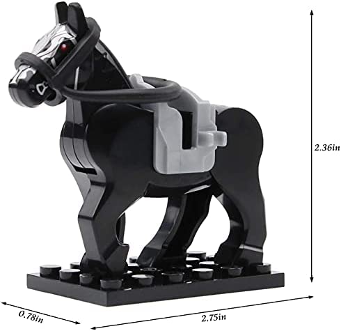 Feleph Black War Horses Set Animals Building Block Toys Ranch Farm Medieval Knight Accessories Compatible with Major Brands?5 PCS?