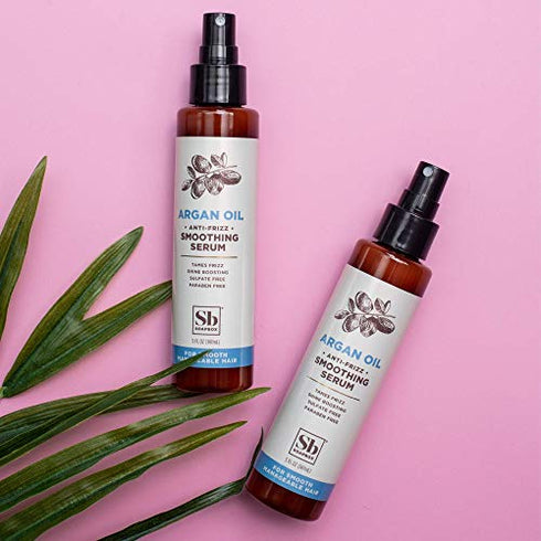 Soapbox Argan Oil Smoothing Serum, Anti-Frizz Serum For All Hair Types with Shea Butter & Vitamin E Repairs Damage & Controls Flyaways - Vegan, Cruelty and Gluten Free Smoothing Serum (5 Fl oz)