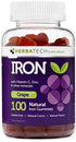 Iron Gummies for Adults and Kids, Chewable Multivitamin Supplement with Iron, Vitamin C, A, B, Zinc, Folic Acid, and Biotin (Grape Flavored) Vegan Safe, Made in The USA from HERBATECH