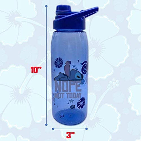 Silver Buffalo Disney Lilo and Stitch Nope Not Today Tritan Water Bottle, Screw Top Lid, 28 Ounces
