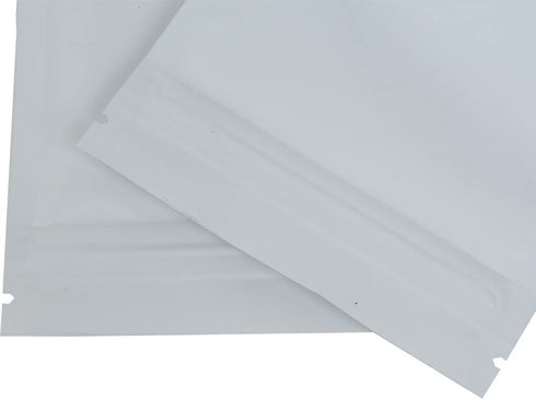 Clear Window Flat Colored Metallic Foil Zipper Seal Bag (100 Pack) (White, Flat | 1.5oz)