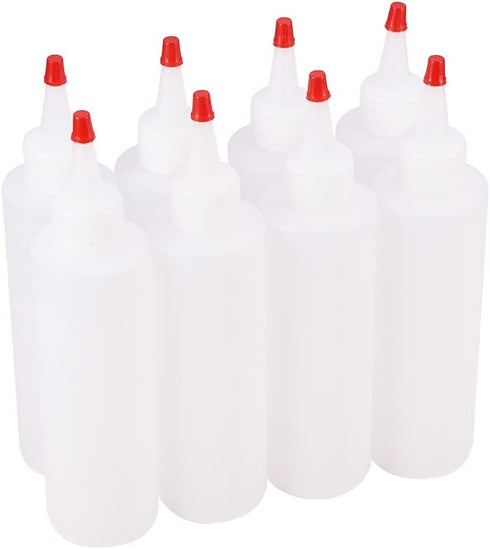 PH PandaHall 6oz 8 Pack Plastic Squeeze Bottles with Red Tip Caps Soft Applicator Squirt Bottle for Tempera Paint, Acrylic Paint, Crafts, Art, Glue