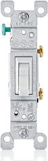 Leviton 1451-2WM 15 Amp, 120 Volt, Toggle Framed Single-Pole Ac Quiet Switch, Residential Grade, Grounding, 10-Pack, White