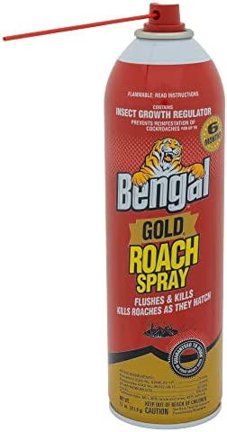 Bengal Gold Roach Spray, Odorless Stain-Free Dry Aerosol Killer Spray with Insect Growth Regulator, 11 Oz. Aerosol Can