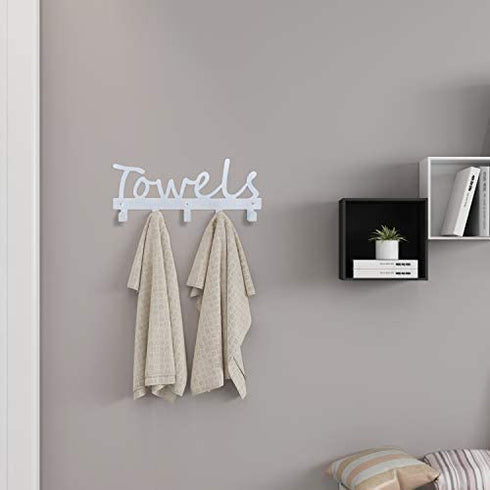 Towel Racks Wall Mount 5 Hooks,Bathroom Hooks Towel Holder Matte Nickel Towel Racks,Rustproof and Waterproof for Bath Towel Organizer,Bedroom,Kitchen,Living Room Towels, Clothing,Keys,Easy Install
