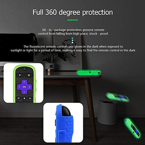 3 Pack TV Remote Case Compatible with TCL Roku TV Steaming Stick 3600R Remote Control, Silicone Case Shockproof Protective Remote Controller Skin Anti Slip Roku Remote Cover (Glow Green, Blue, Red)