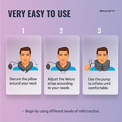 Cervical Neck Traction Device and Neck Brace by BRANFIT, Adjustable Neck Support and Neck Stretcher for Spine Alignment and Neck Pain Relief, USA Design (Single Neck Brace)