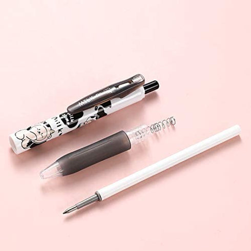 Jisomin Giant star Cute Milky Cow Pens, Retractable Gel Pens, Black Gel Ink Pens, 0.5mm, Bullet Point, Perfect for Office School Supplies Gifts for Boys Girls,Pack of 6pcs (Milky Cow)