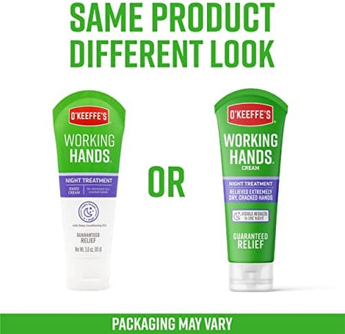 O'Keeffe's Working Hands Night Treatment Hand Cream, 3 oz Tube, (Pack of 2)