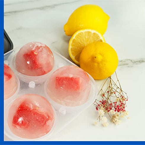 Samuelworld Large Sphere Ice Mold with Lid, 4 x 2.5 Inch Ice Balls - BPA Free, Easy To Fill Round Silicone Ice Tray, Perfect Spheres Craft Ice Maker for Whiskey, Cocktails, Christmas - Black