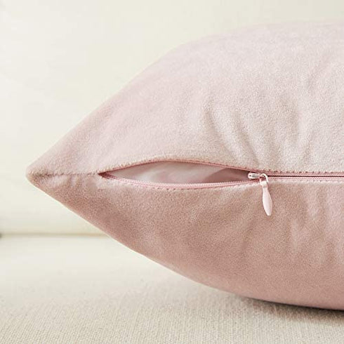 Fancy Homi 2 Packs Decorative Throw Pillow Covers 20x20 Inch for Living Room Couch Bedroom, Blush Pink and White Velvet Patchwork with Gold Leather, Luxury Modern Home Decor Cute Cushion Case 50x50 cm