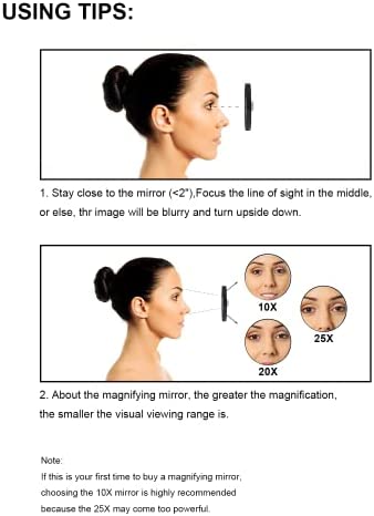 OMIRO 10X & 25X Magnifying Mirrors and Two Eyebrow Tweezers Kits, 3.5" Two Suction Cups Magnifier Travel Set