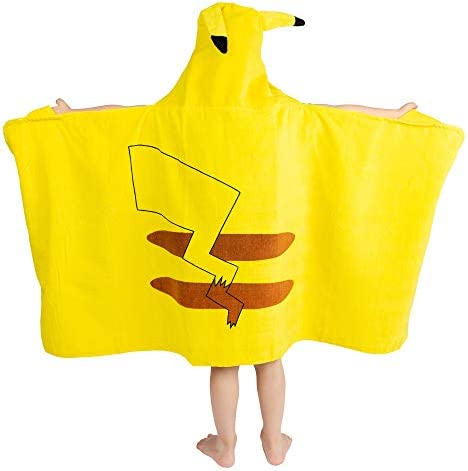 Pokemon Pikachu Bath/Pool/Beach Soft Cotton Terry Hooded Towel Wrap, 24" x 50", By Franco Kids