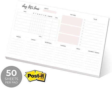 Weekly Planner Sticky Notepad / 10" x 6" Habit Tracker Repositionable Desk Pad/Motivational Weekly to-Do Pad