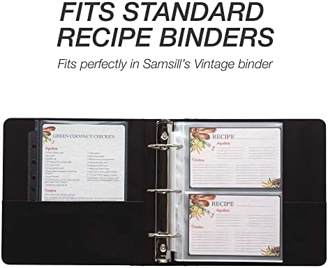 Samsill Clear 4x6 Recipe Card Protectors (25 Pack Mini Binder Sheets)
