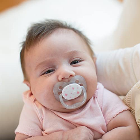 Dr. Brown's Advantage Symmetrical Pacifier with Air Flow and Pacifier Clip - Pink - 2-Pack - 0-6m